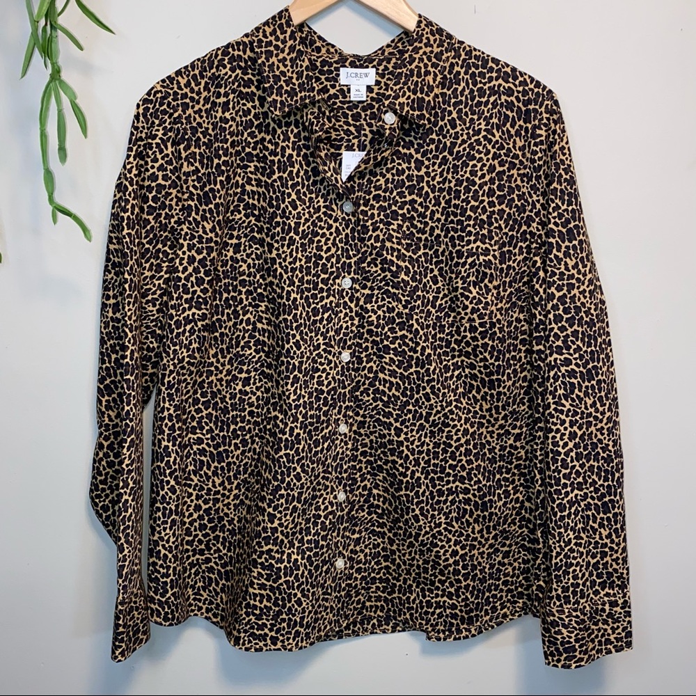 J. Crew Cheetah Print button down shirt long sleeves XL